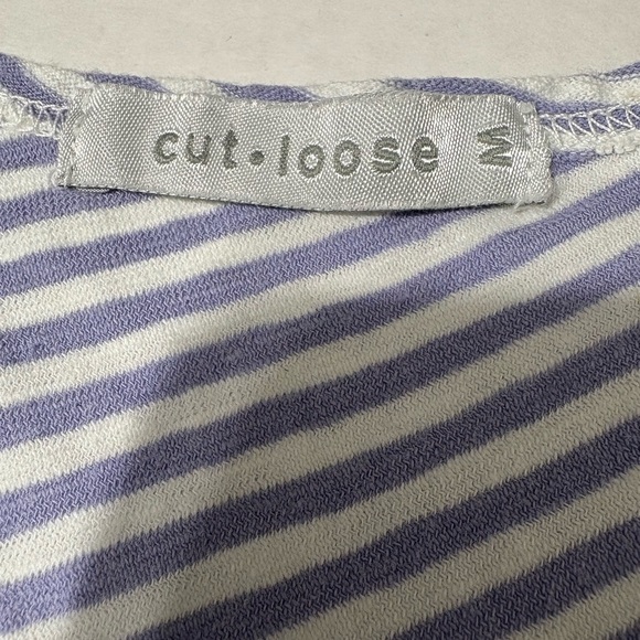 Cut Loose Lavender and White Striped Midi Dress. Cotton/Linen Blend. Made in USA - Picture 4 of 10
